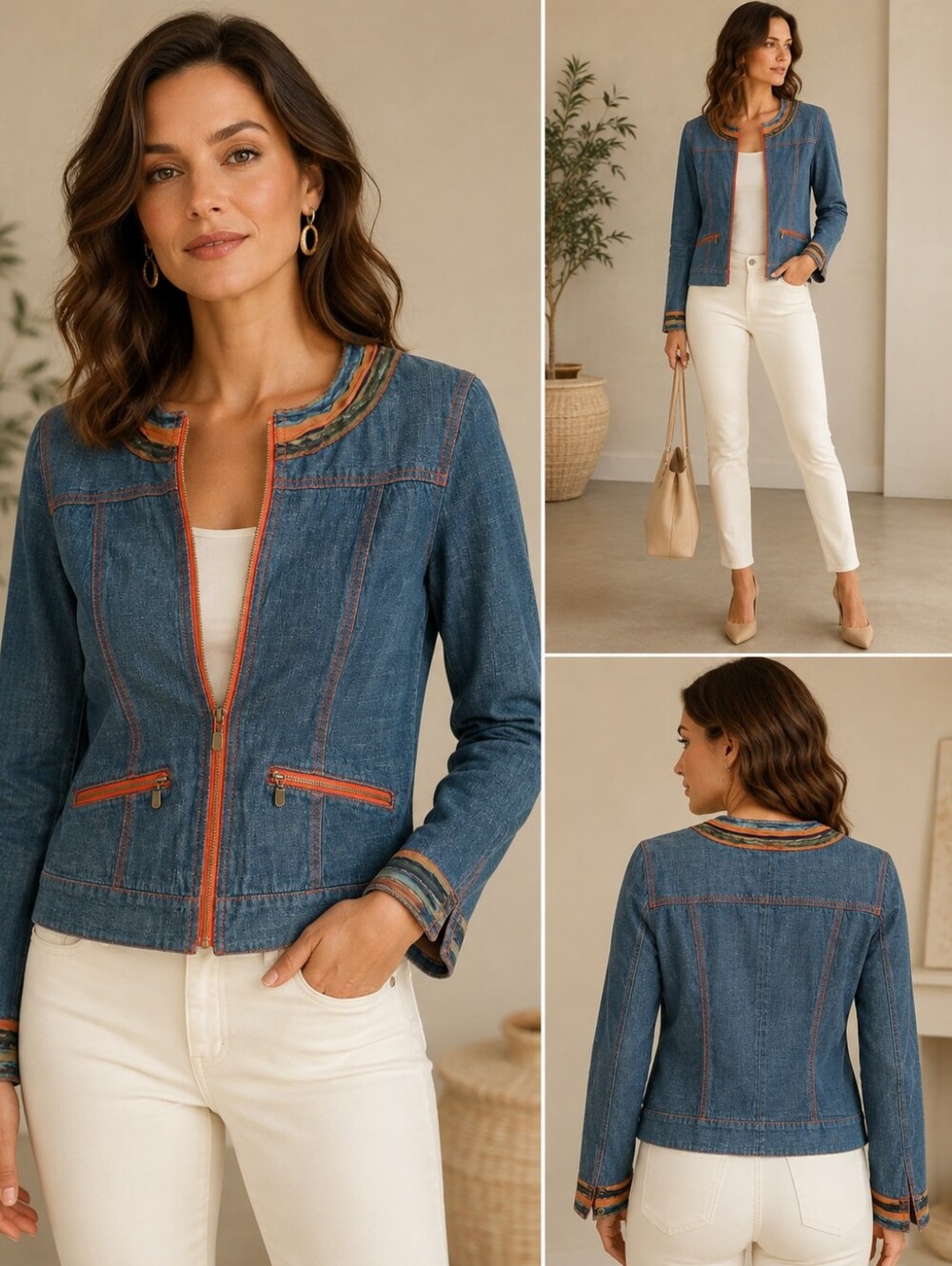 SPANNER Blue Denim Jacket with Orange Trim